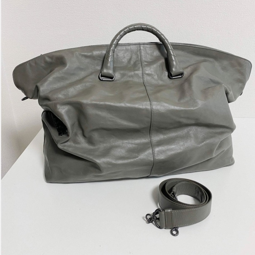 BOTTEGA VENETA Intrecciato Grey Boston Bag - Picture 5 of 16